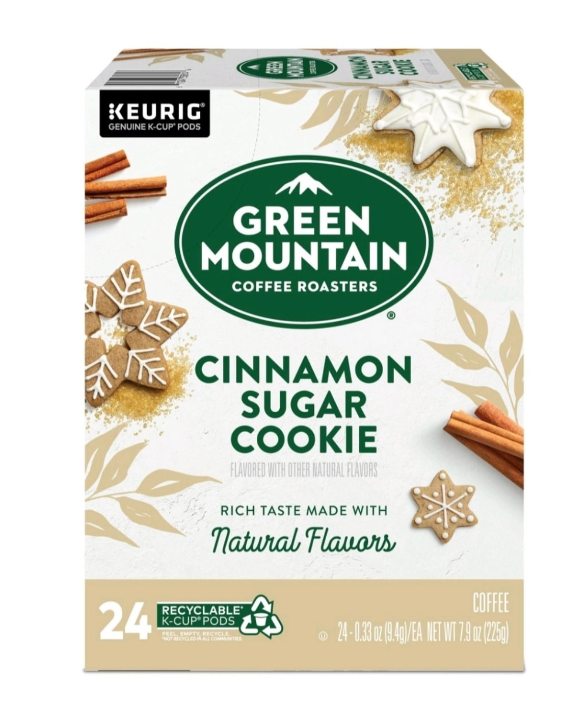 Green Mountain Cinnamon Sugar Cookie and Caramel Vanilla Cream Coffee K Cup Pods, 24 K Cups Per Flavor