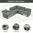 thumbnail image 5 of 104"Modern L Shape Sectional Recliner Sofa Covers with 2 Power Recliners, 5 Seat Sectional Couch with USB Ports and a Power Socket, Linen Corner Couch with Storage Box and Cup Holders, Dark Grey, 5 of 9