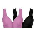 thumbnail image 6 of Scyoekwg 2pcs Bras for Women No Underwire Front Closure Basic Bras Trendy Solid Color Comfortable Cozy Support Push Up Bra (#A01=Purple,US=12), 6 of 6