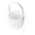 thumbnail image 4 of Cesta Irfora 6 * 6 pulgadas Almohada de portador de anillo de satén de doble corazón y canasta de niña de flores de boda con decoración de cinta de diamantes de imitación blanco Irfora Cesta, 4 of 5