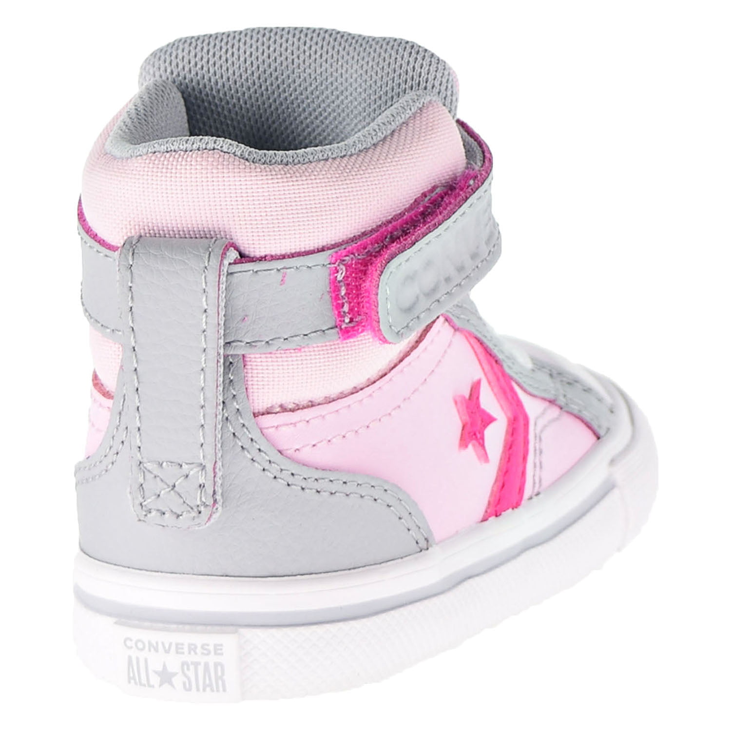 Converse Pro Blaze Strap Hi Two-Tone Leather Toddler Shoes Pink Foam-Wolf  Grey 766052c (2 M US)