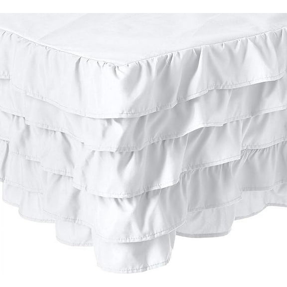 Elegant Comfort Elegant Comfort 1500 Series Microfiber Multi-Ruffle Bed Skirt, Wrinkle and Fade Resistant, 15-Inch Drop, Twin, White