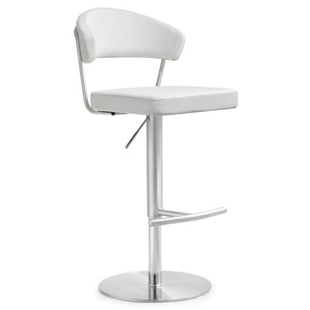 TOV Furniture Cosmo Tabouret de Bar en Cuir Végétalien Blanc