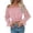 Pink, variant on Women's Off Shoulder Floral Mesh Long Sleeve Ruffle Trim Crop Blouse Top