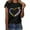 Noir, variante sur SMihono Hauts pour Femmes Été Chic Décontracté Femmes Décontracté Impression de Lettres Manches Courtes Col Rond T-Shirt Ample Blouse Hauts Grande Taille T-Shirt