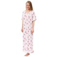 thumbnail image 2 of Women's Floral Knit Victorian Robe Nightgown, Short Sleeved Pink Floral, 2 of 3