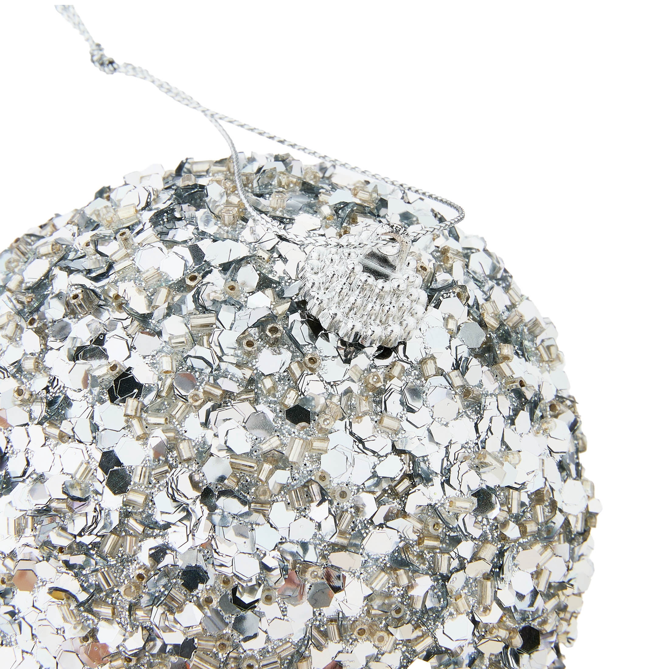 4-Count Silver Chunky Glitter Ball Christmas Ornaments, 4", by Holiday Time