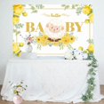 thumbnail image 3 of Little Lamb Yellow Floral Leaf Baby Shower Backdrop, 3 of 7