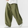 thumbnail image 3 of YLSDY Men's Casual Cargo Pants with Pockets 2025 Loose Fit Wide Leg Pants Lounge Pants Straight Leg Baggy Vintage Pants Green M, 3 of 8