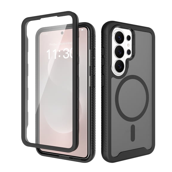 Screen Protector Case for Samsung Galaxy S26  Plus,  Matte Translucent Magnetic Back Cover Compatible with Magsafe Full Body Protective, Black