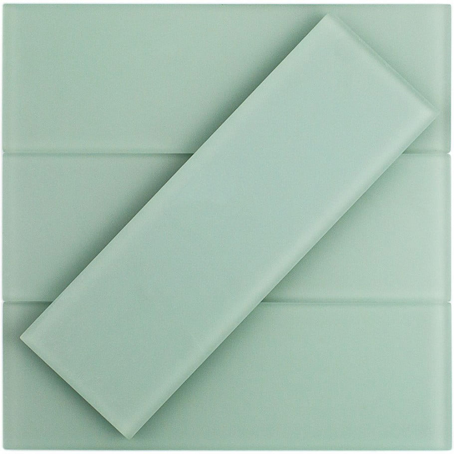 Bond Tile Lucid Seafoam 4 in. x 12 in. Frosted Glass Wall Tile (15 Pieces 5 Sq. Ft. / Box)