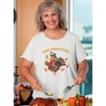 thumbnail image 2 of Cute Turkey Autumn Leaves Around Happy Thanksgiving Quote Women White T-Shirt, Female XX-Large, 2 of 4