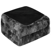 Unique Bargains Faux Fur Shaggy Sherpa Throw Blanket, 50" x 60", Black