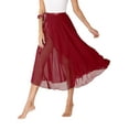 thumbnail image 3 of ZALDITA Women's Sheer Ballet Dance Wrap Skirts Lace-Up Lyrical Ballroom Dancing Long Skirt Burgundy One Size, 3 of 7