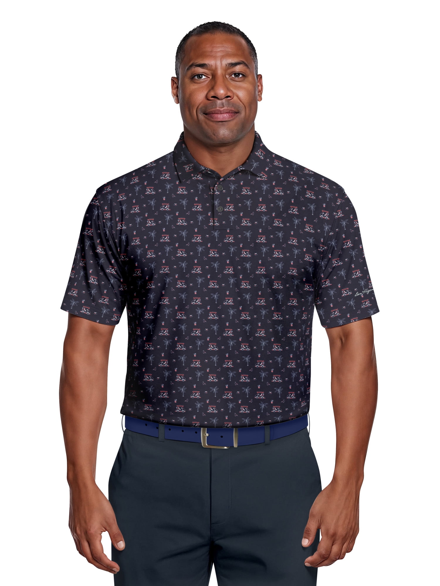 Ben Hogan Men's & Big Men's Performance Tropical Golf Cart Short Sleeve Polo Shirt, up to 5XL