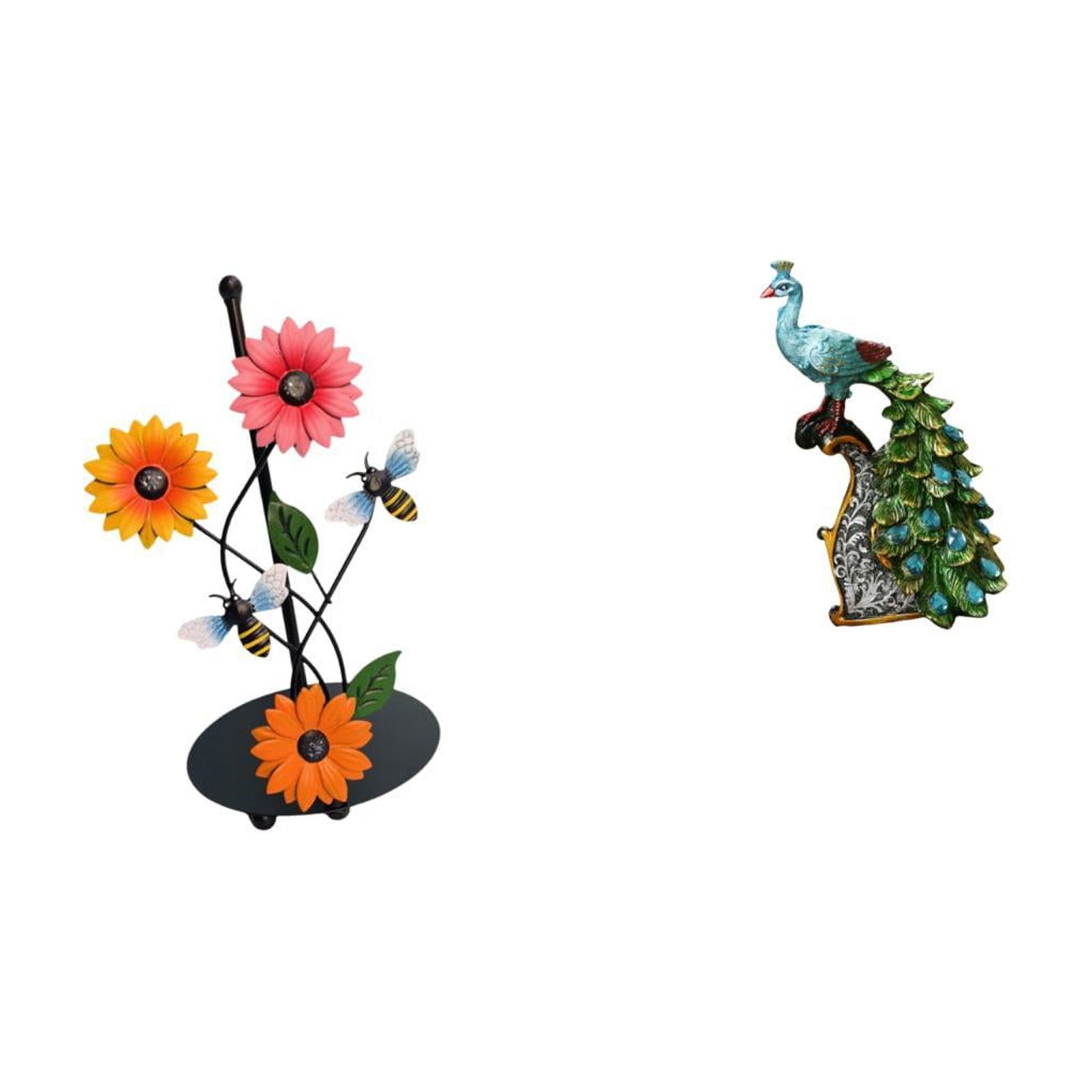 Fiocias Toilet Paper Holder Paper Towel Stand Peacock Figurine Desktop Statue Creative Iron Resin Decorative Piece Suitable for Kitchen Countertop D