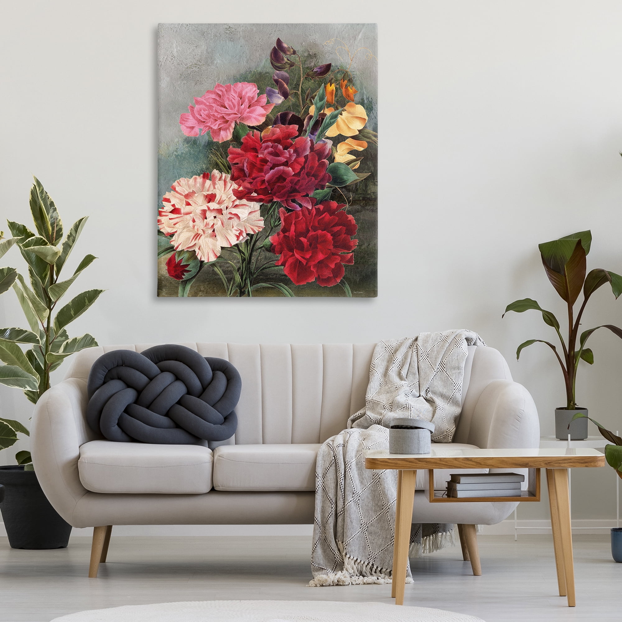 Stupell Industries Vintage Geranium Blooms Botanical & Floral Painting Gallery Wrapped Canvas Art Print Wall Art, 36 x 48
