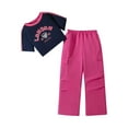 thumbnail image 2 of Spazoro Little & Big Girls Leisure Outfit Sets, Cotton 2-Pieces Summer Printed Short Sleeve Shirt and Pants Sets Hot Pink Size 8 T, 2 of 3