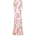 thumbnail image 2 of Bon Rosy, Women's, 3/4 Sleeve V-Neck Printed Maxi Faux Wrap Floral Dress, Peach, M, 2 of 2