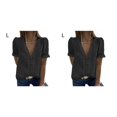 thumbnail image 2 of Jumpingount Camiseta de verano con cuello en V para mujer, blusa holgada de encaje lavable de Color sólido, camisa de oficina para trabajar en Type3 NO3, 2 of 6