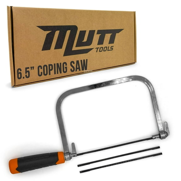 Mutt Tools 6.5 inch Coping Saw for Woodworking - Premium Frame Saw with 3 Carbon Steel Blades for Precise Scroll Cuts - For Detailed Wood Projects
