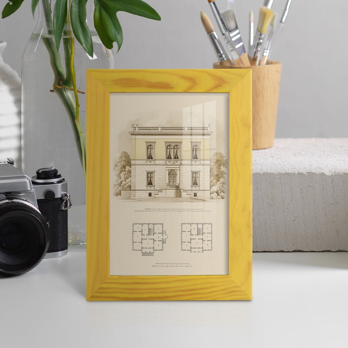Estate and Plan V -Framed Print w/glass-Sunflower Yellow