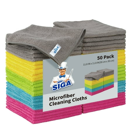 MR.Siga Microfiber Cleaning Cloth, All-Purpose Cleaning Towels, 50 Pack, Size 11.8"x 11.8"