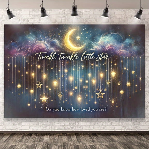 Twinkle Twinkle Little Star Backdrop Do You Know How Loved You Are Background Dreamy Night Sky Golden Moon Boy or Girl Gender Reveal Party Decorations Banner Supplies Photo Booth Props