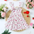 thumbnail image 2 of HILEELANG Toddler Girl Summer Dress Floral Ruffled Sleeve Backless Tie Back Crew Neck Sundress 3T, 2 of 7