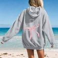 thumbnail image 3 of Christian Hoodies for Women Pink Cross Bow Print Sweatshirt Oversized Long Sleeve Faith Graphic Hooded Pullover Top, 3 of 7