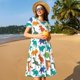 thumbnail image 4 of Balery Colorful Dinosaur Vestidos sueltos de manga corta para mujer, vestidos de verano 2025, vestidos casuales de corte A con vuelo., 4 of 6