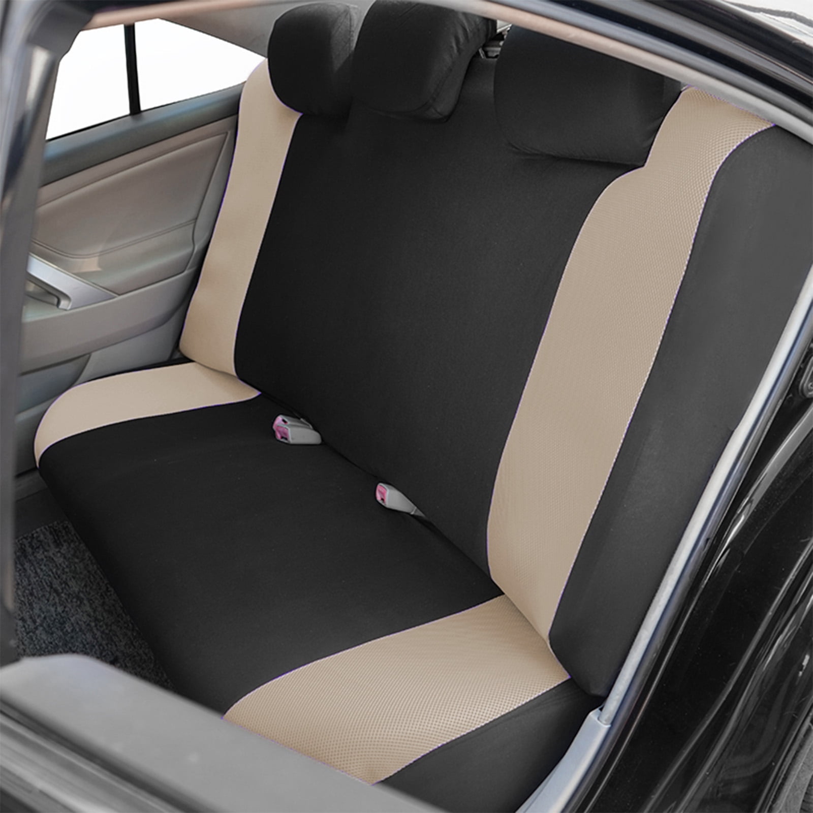 OTOEZ Butterfly Car Seat Cover, Breathable Cloth 5 Seats Full Set for Front & Rear Seat Protector, Universal fit Most Honda Toyota Chevy Ford Nissan Truck SUV, Beige