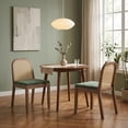 thumbnail image 3 of Mid Century Modern Rattan Dining Chairs Set of 2, Upholstered Dining Chairs with Woven Cane Back, Solid Wood Kitchen & Dining Room Side Chairs, Farmhouse Accent Chairs, Walnut Finish, Olive Green, 3 of 8