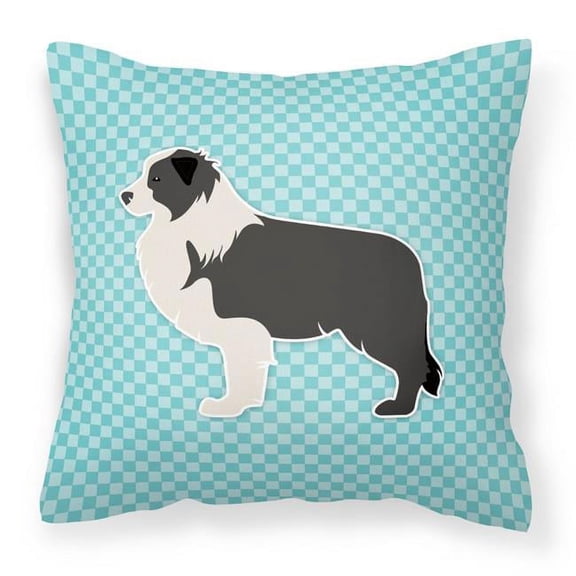 Carolines Treasures BB3723PW1818 Black Border Collie Checkerboard Blue Fabric Decorative Pillow