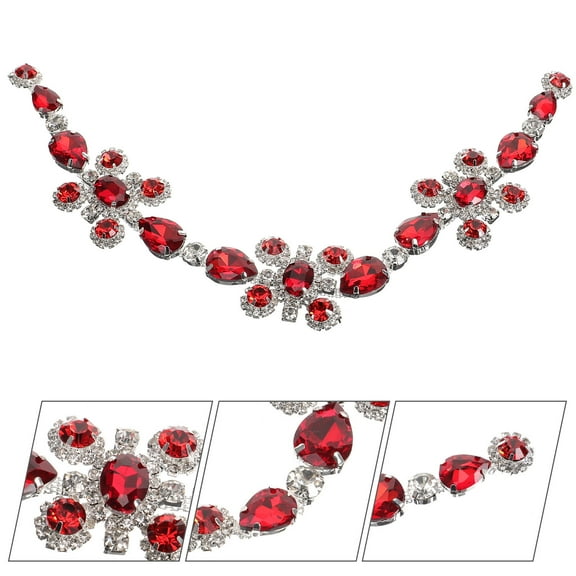 GAXIRE Red Crystal Rhinestone Applique 1 Piece 0.3 x 1.3 x 11.4 Inches Decorative Craft Embellishment
