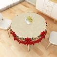 thumbnail image 6 of Vintage Christmas Poinsettia Tablecloth,60 Inch Round,Polyester Table Cover for Family Holiday Party, 6 of 6