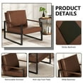 thumbnail image 6 of AWQM 2 Pieces Mid-Century Modern Chair, Accent Chair with Backrest, Upholstered Armchair, 105 Degree Slant Back Comfy Reading Chair, Lounge Chair for Living Room Bedroom Apartment, Brown, 6 of 7
