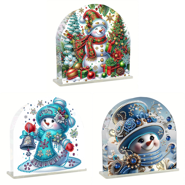 Juego Servilleteros Con 5D DIY Acrílico Navideño (muñeco Nieve C)