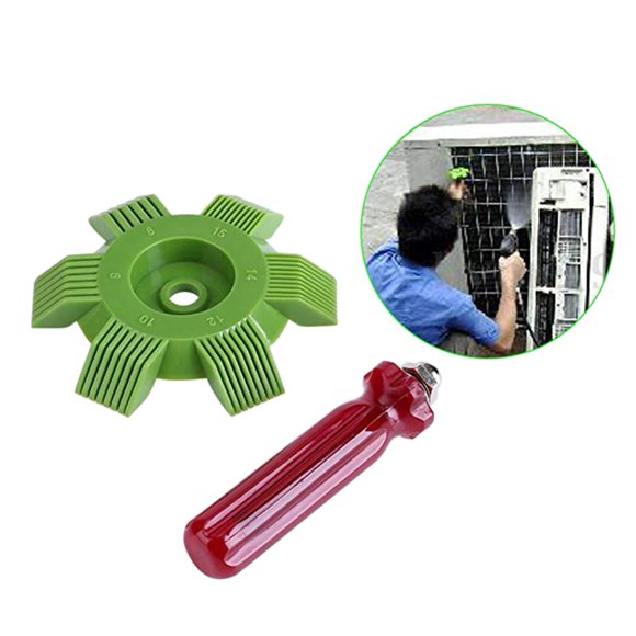 2 Pcs Car Automotive Refrigeration A/C Condenser Radiator Evaporator Fin Comb Rake Cleaner Tool, Green & White