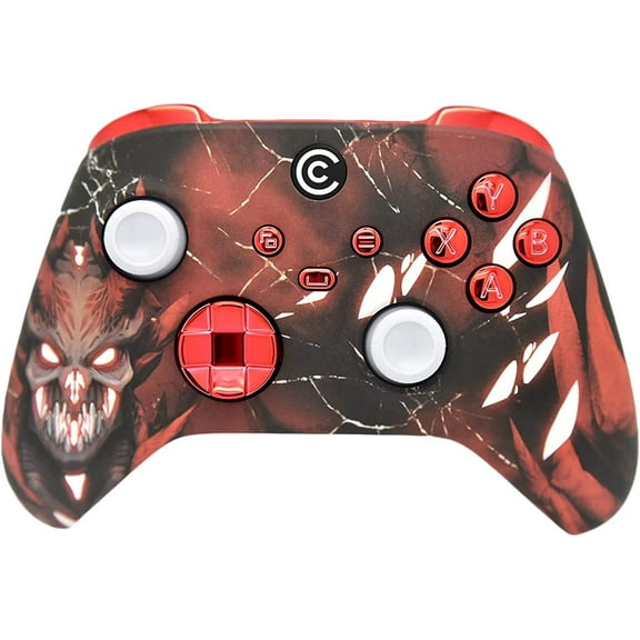 Designer Series Custom Wireless Controller for Xbox Series X/S & Xbox One - Multiple Designs Available (Red Demon W/Red Chrome Inserts)
