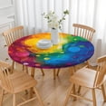 thumbnail image 3 of Colorful Abstract Pattern Round Fitted Tablecloth with Elastic Edge,Dining Table Cover Waterproof,Outdoor Round Tablecloth for Camping,Dining,Indoor and Outdoor, 3 of 7