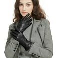 thumbnail image 2 of Womens Winter Leather Touchscreen Texting Warm Driving Lambskin Pure Genuine leather Gloves, 2 of 7