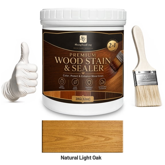 1kg(32oz) Water-based Wood Finishing Paint, Wood Stain & Sealer, Combining Primer, Colorant And Varnish In One Step, Low-Odor Fast Dry Indoor Outdoor Wood Paint For Wood