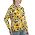 thumbnail image 6 of Daiia Blue Striped Sunflower Pattern Women's Fashion Hoodies & Sweatshirts with Kangaroo Pocket Hooded Sweatshirt with Eye-catching Drawstrings-XX-Large, 6 of 7
