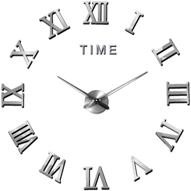Relojes de pared 3D DIY, reloj de pared grande silencioso moderno, pegatinas de espejo silencioso para decoración, regalo, hogar, restaurante, oficina y Hotel Adepaton LN-2149-3