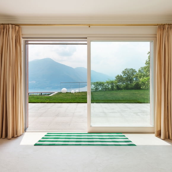 PiccoCasa Alfombra de Algodón a Cuadros Verde y Blanco 59"x35"