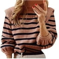 thumbnail image 1 of Chandails pour Femmes Chandails à la Mode pour Femmes Chandail d'Automne Hiver à Col Rond à Rayures Imprimé Chandail Décontracté à Manches Longues, 1 of 4