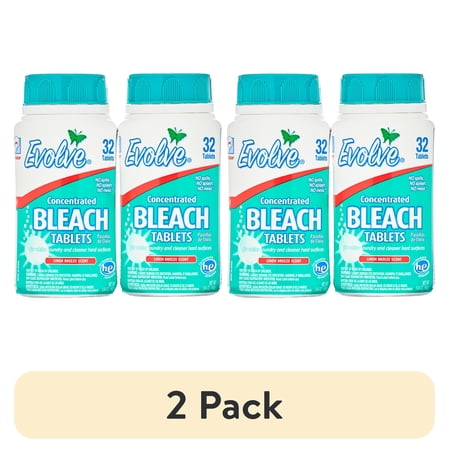 (2 pack) Evolve Concentrated Bleach Tablets, Linen Breeze Scent, 64 Count (32-Count x 2-Pack)