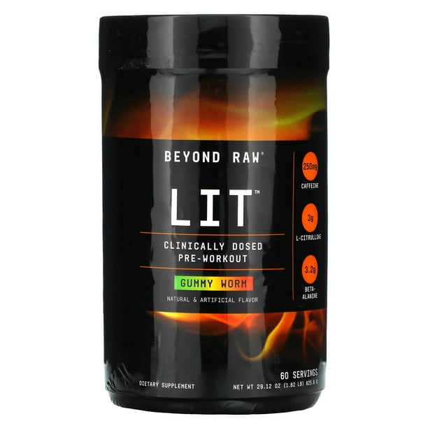 Beyond Raw, LIT, Clinically Dosed PreWorkout, Gummy Worm, 1.82 lb (825