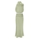 thumbnail image 3 of Conjunto de vestido largo de dos piezas de satén para mujer - Top sin mangas con cuello alto y falda con abertura lateral, ropa formal y casual para fiestas, 3 of 7